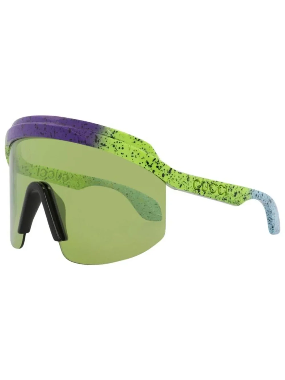 New Gucci Women's Sunglasses Shield Wrap Injection Frame Green Green Green
